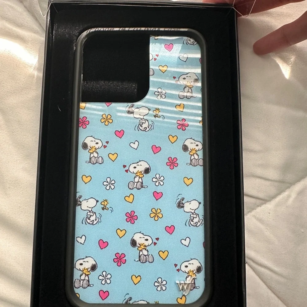 Wildflowers Snoopy Light Blue iPhone Case with Hearts & Flowers